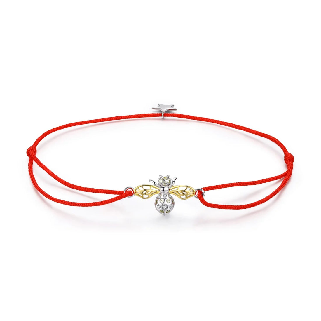 Bratara din argint cu snur Bee and Star, Argint 925, Pentru Femei 0.94g