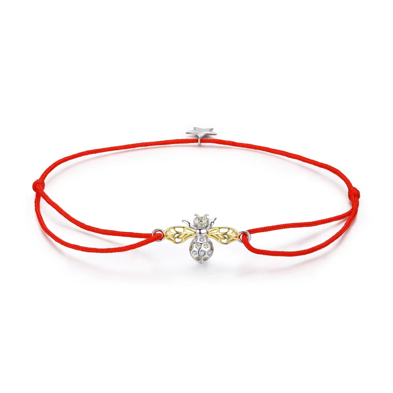 Bratara din argint cu snur Bee and Star, Argint 925, Pentru Femei 0.94g