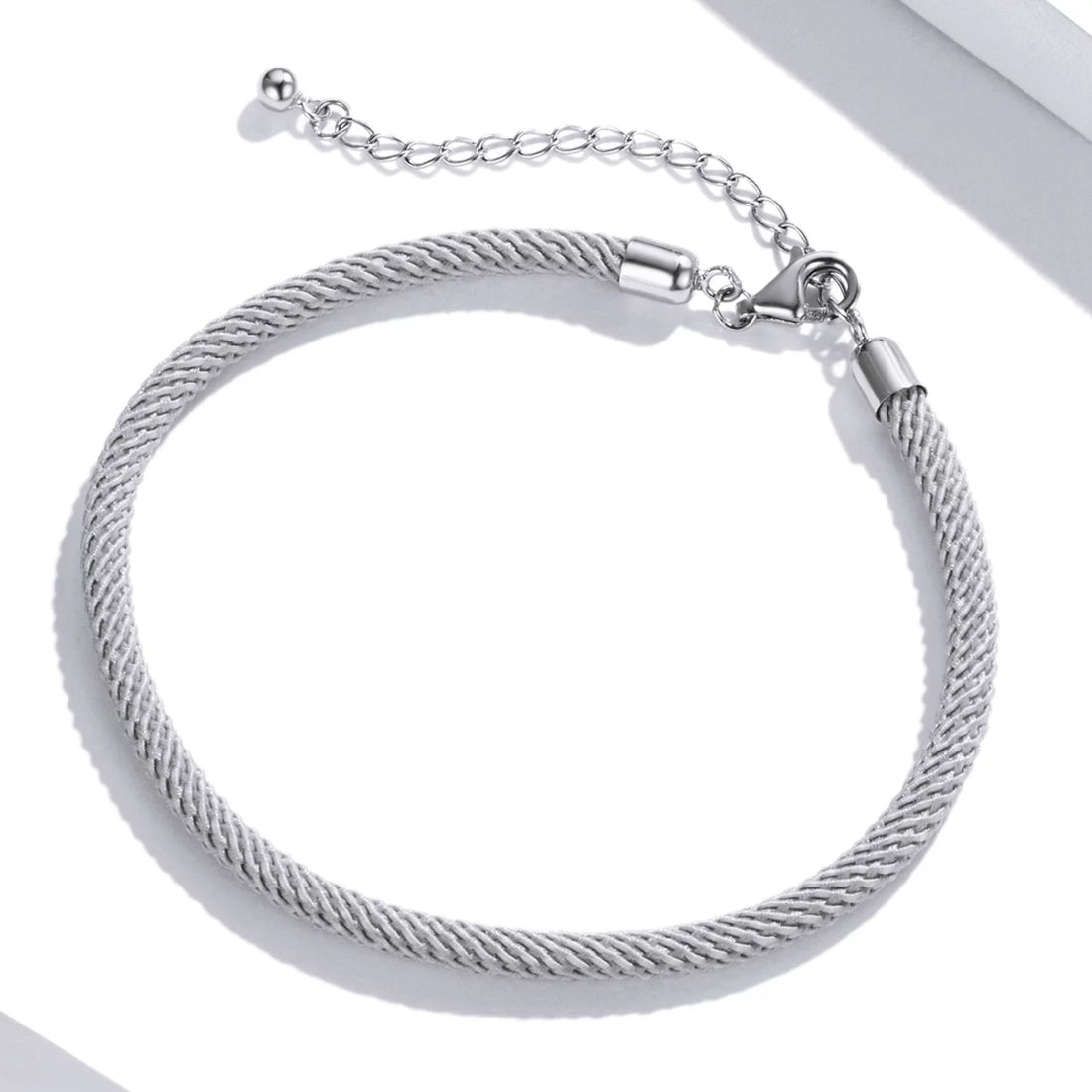 Bratara din argint cu snur Grey Rope, Argint 925, Pentru Femei