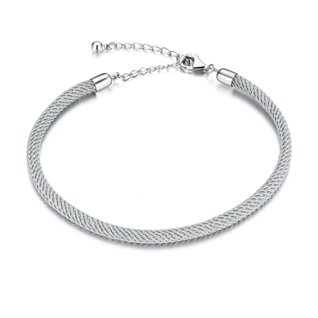 Bratara din argint cu snur Grey Rope, Argint 925, Pentru Femei