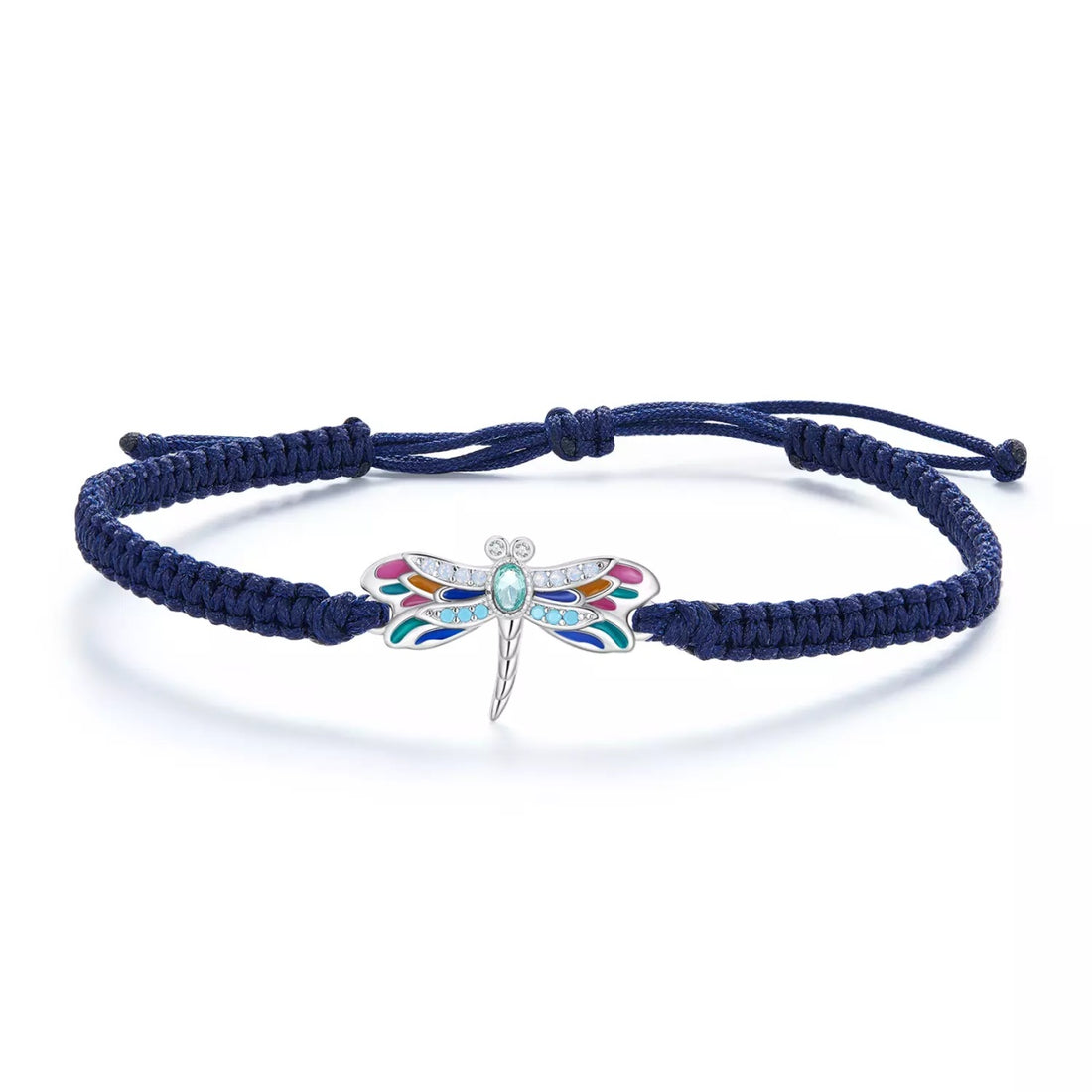 Bratara din argint cu snur Libelula Colorata, Argint 925, Pentru Femei 1.81g