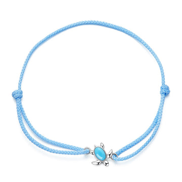 Bratara din argint cu snur Mini Turtle, Argint 925, Pentru Femei
