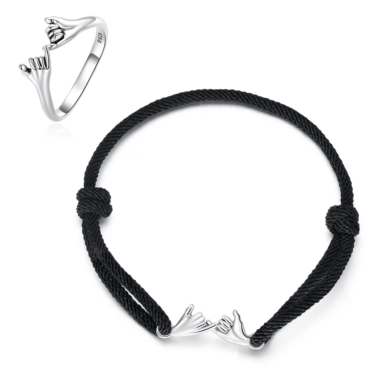Bratara din argint cu snur Pinky Promise, Argint 925, Pentru Femei