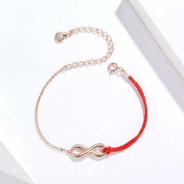 Bratara din argint cu snur Rose Gold Infinite, Argint 925, Pentru Femei 1.76g