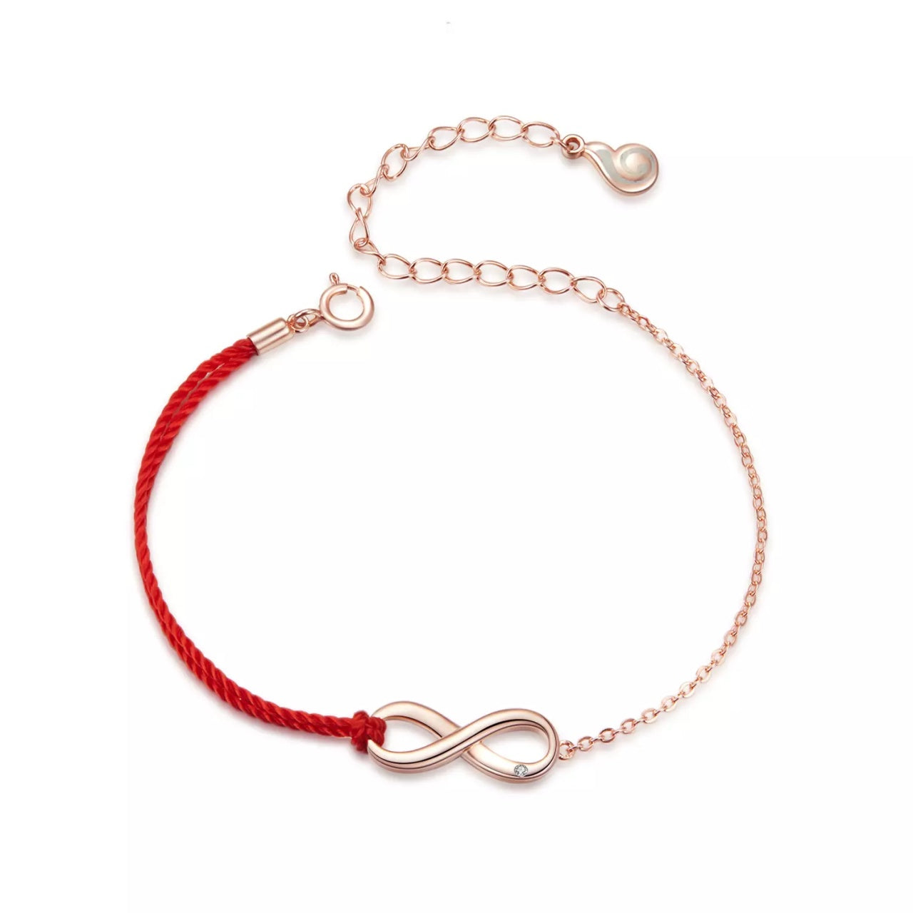 Bratara din argint cu snur Rose Gold Infinite, Argint 925, Pentru Femei 1.76g