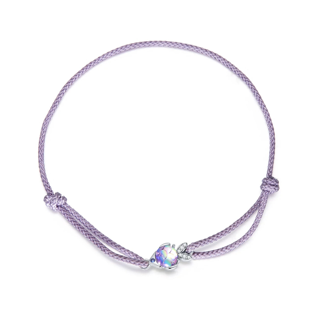 Bratara din argint cu snur Round Fish, Argint 925, Pentru Femei