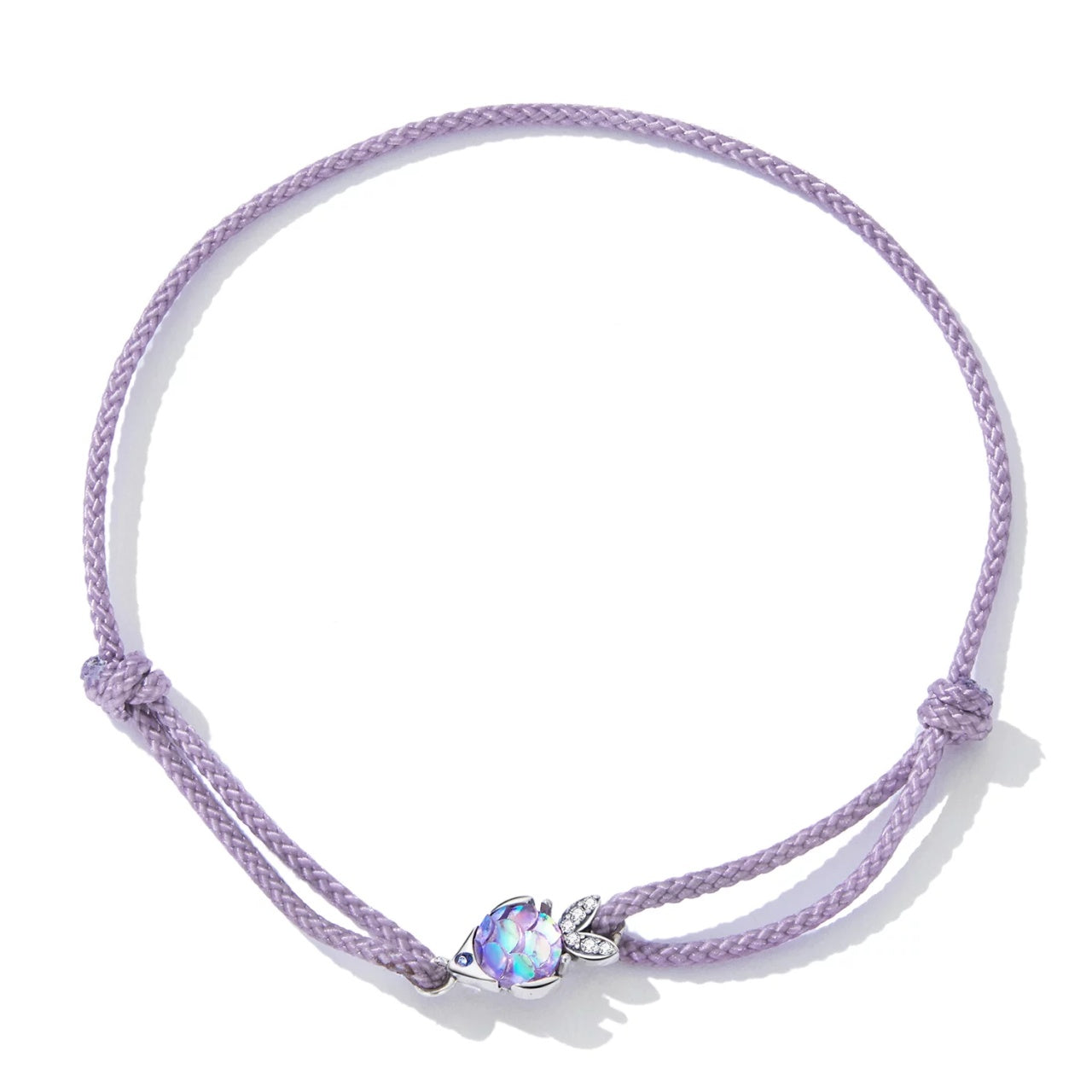 Bratara din argint cu snur Round Fish, Argint 925, Pentru Femei
