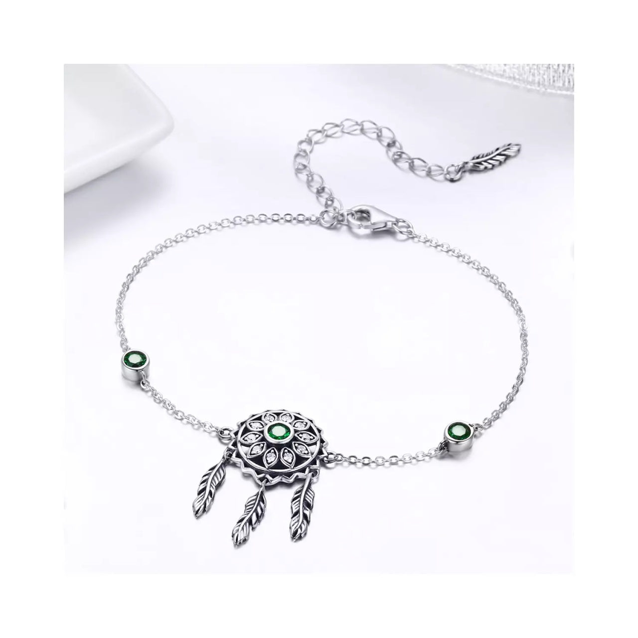 Bratara din argint Dream Catcher green, Argint 925, Pentru Femei