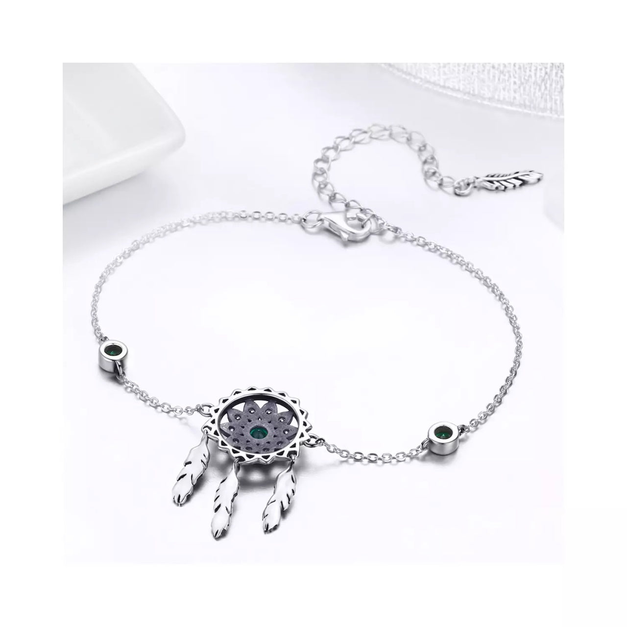 Bratara din argint Dream Catcher green, Argint 925, Pentru Femei