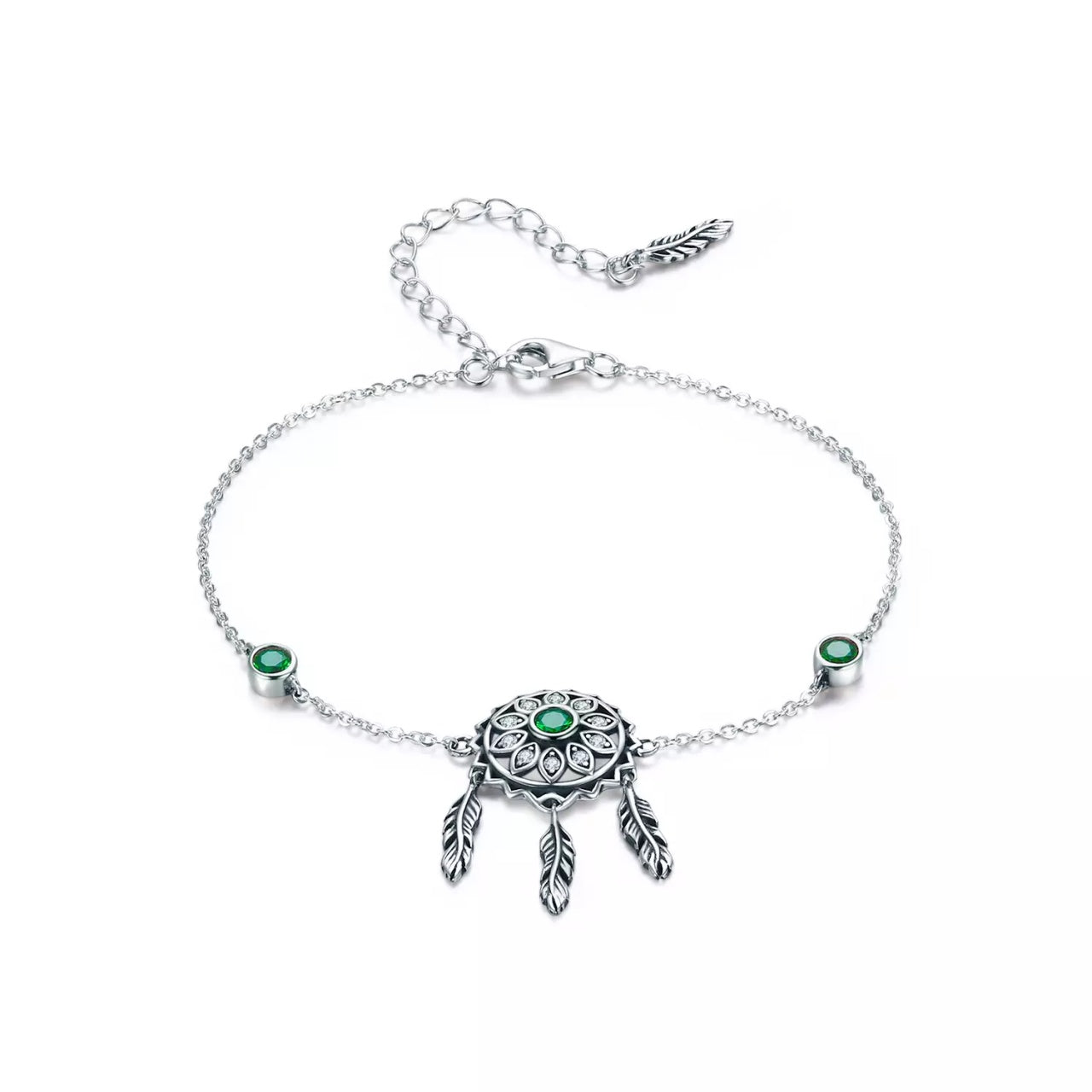 Bratara din argint Dream Catcher green, Argint 925, Pentru Femei