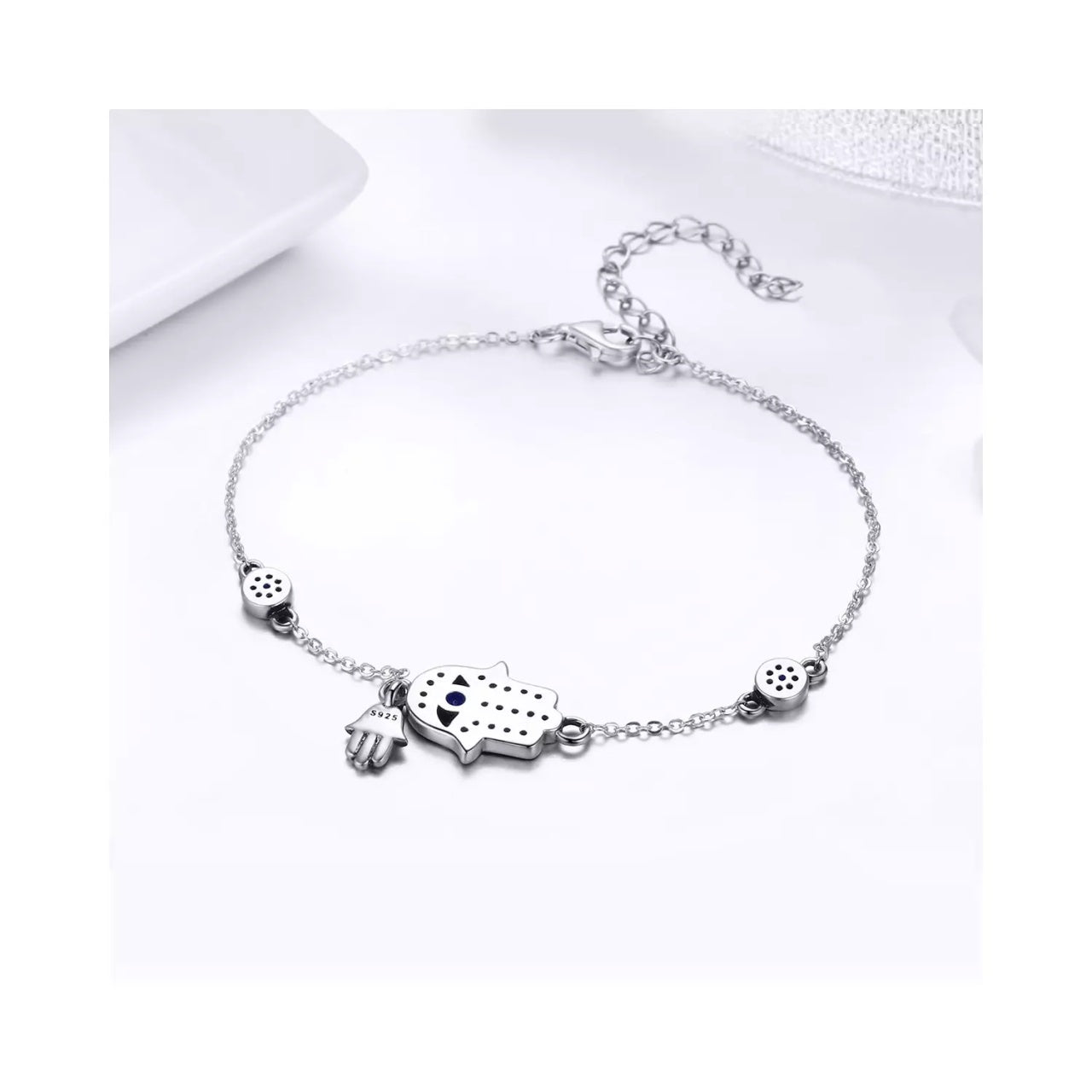 Bratara din argint Fatima Hand Chain, Argint 925, Pentru Femei