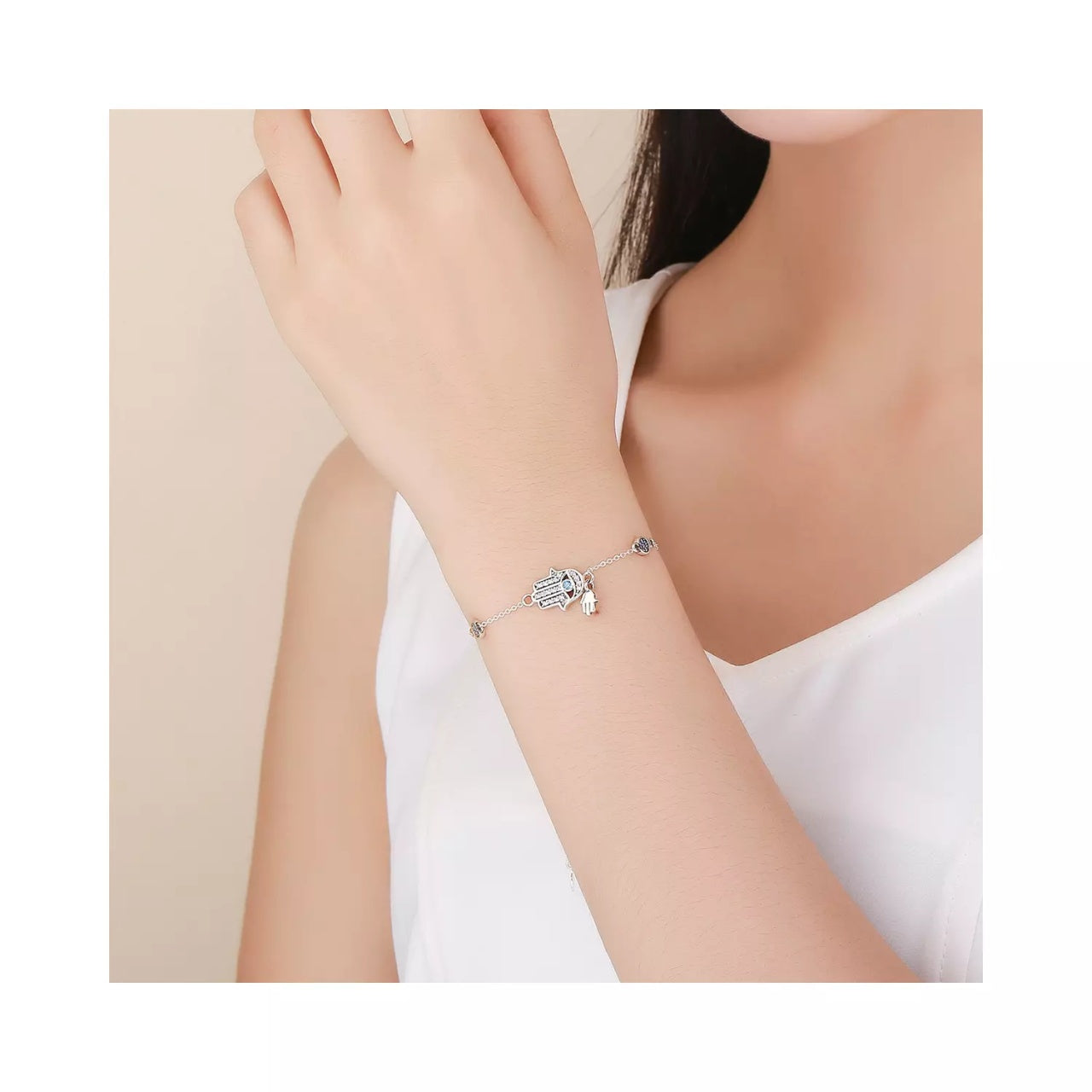 Bratara din argint Fatima Hand Chain, Argint 925, Pentru Femei