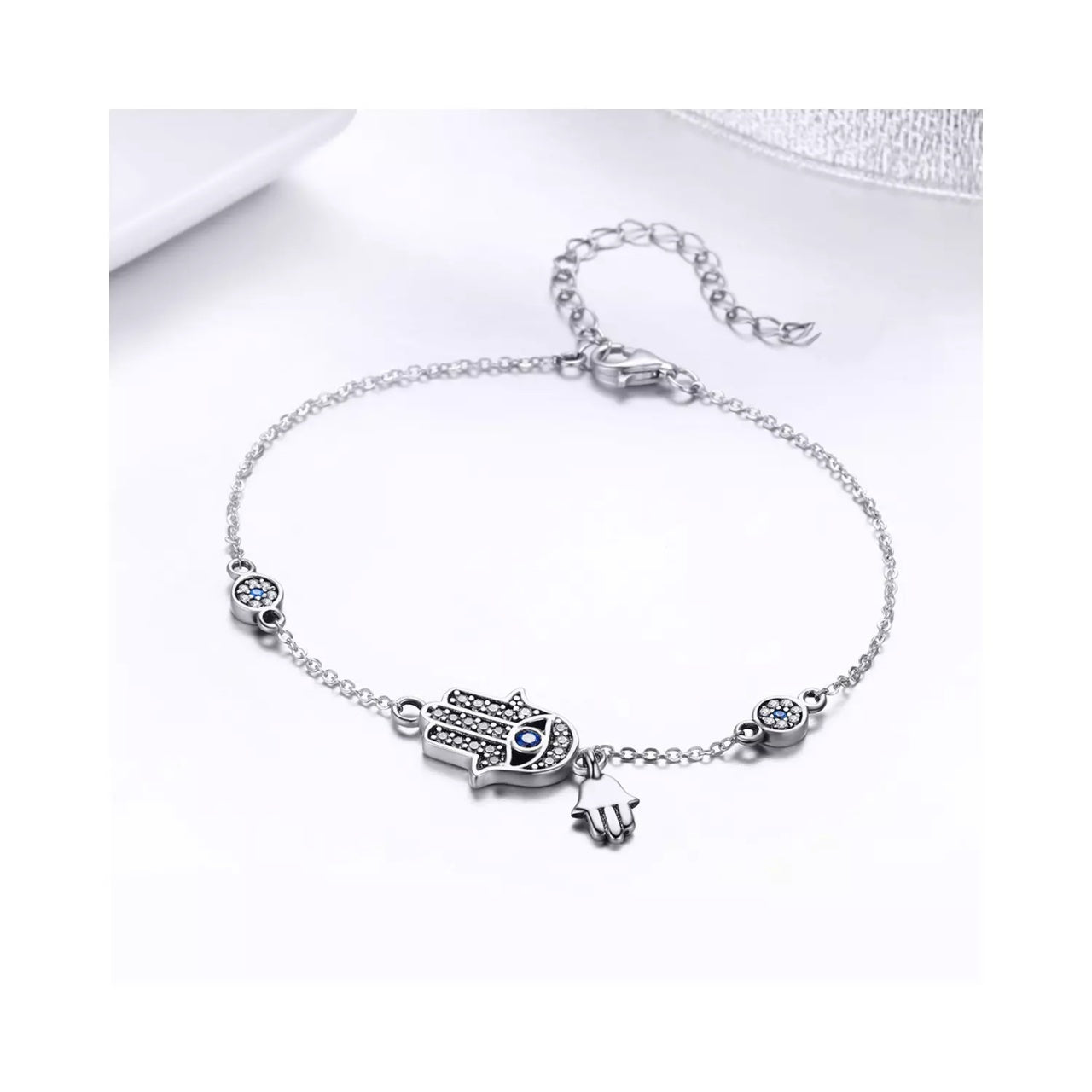 Bratara din argint Fatima Hand Chain, Argint 925, Pentru Femei