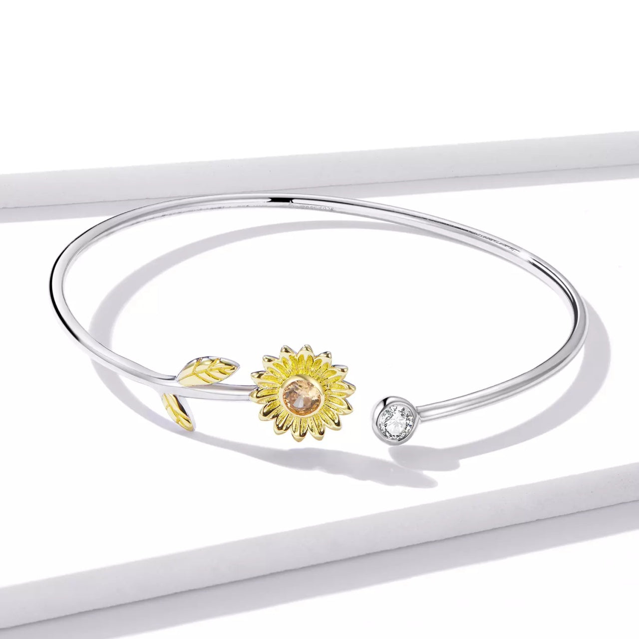 Bratara din argint fixa Shiny Sunflower, Argint 925, Pentru Femei 5.14g