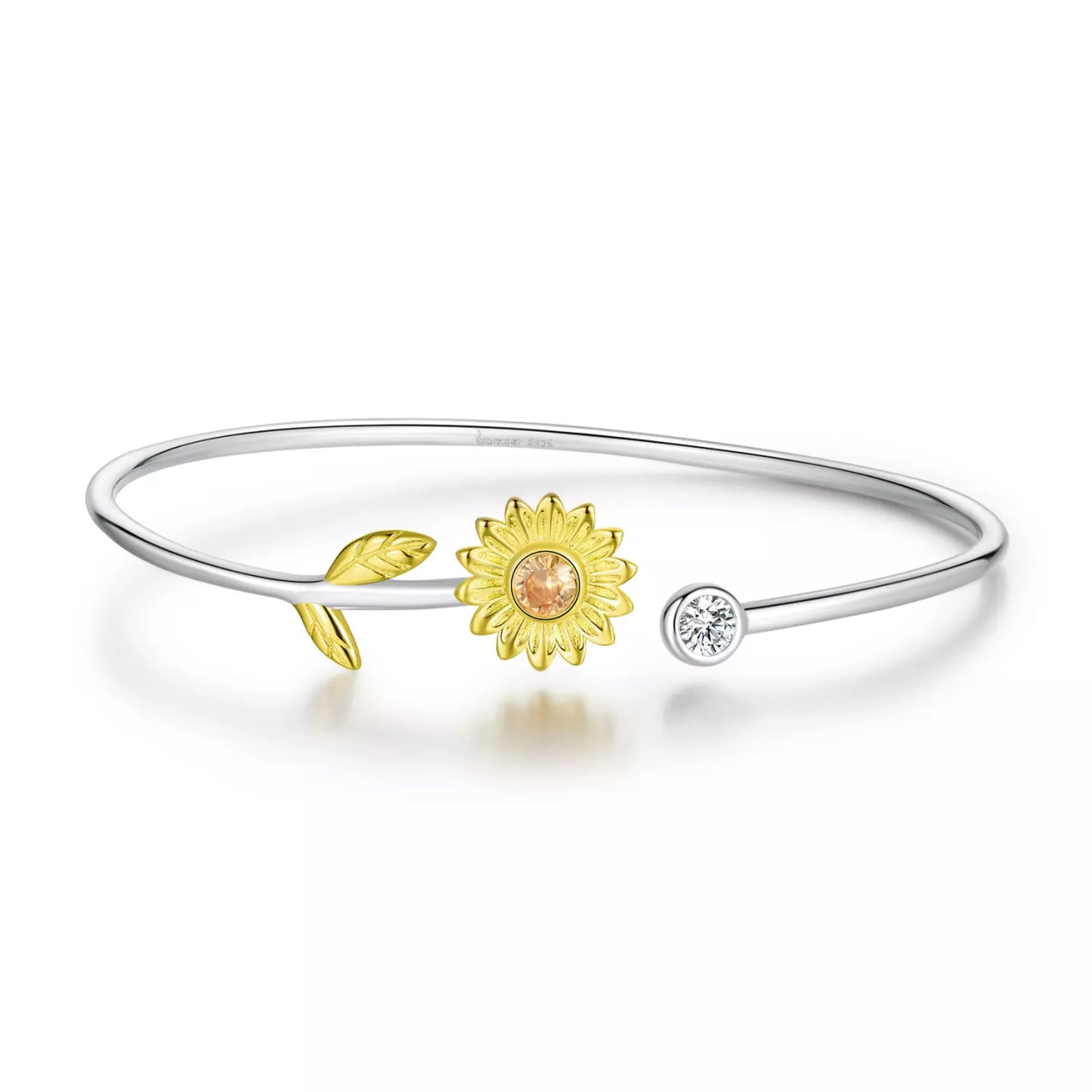 Bratara din argint fixa Shiny Sunflower, Argint 925, Pentru Femei 5.14g