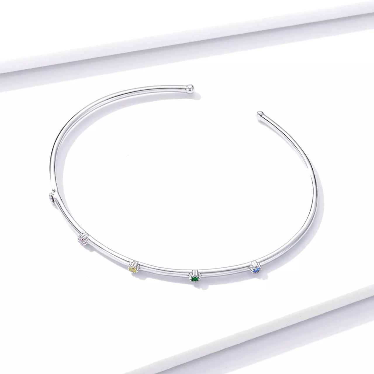 Bratara din argint Glamour Rainbow Stones, Argint 925, Pentru Femei 5.45g