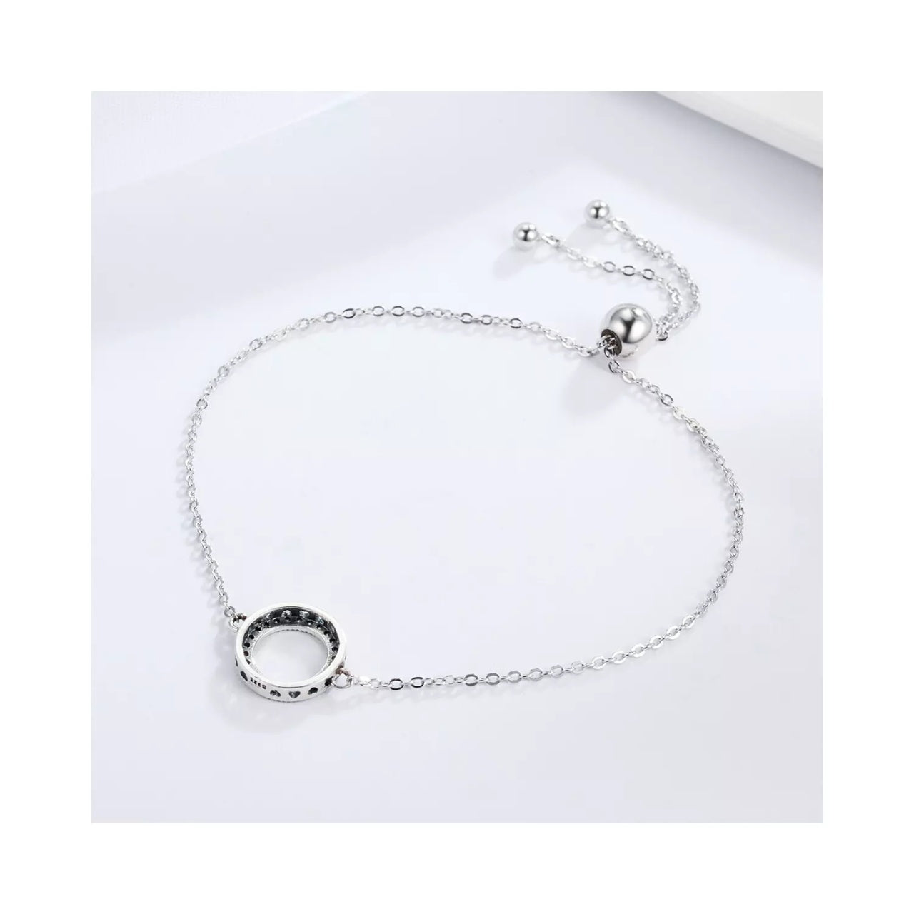 Bratara din argint Glittering Round Circle, Argint 925, Pentru Femei