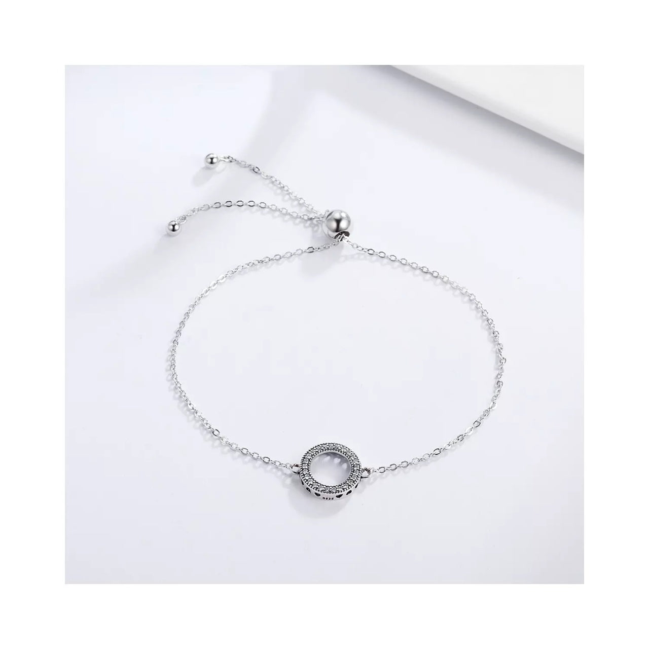 Bratara din argint Glittering Round Circle, Argint 925, Pentru Femei