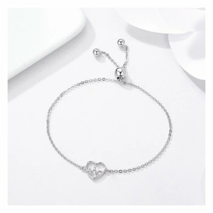 Bratara din argint Heart and Pulse, Argint 925, Pentru Femei 1.72g