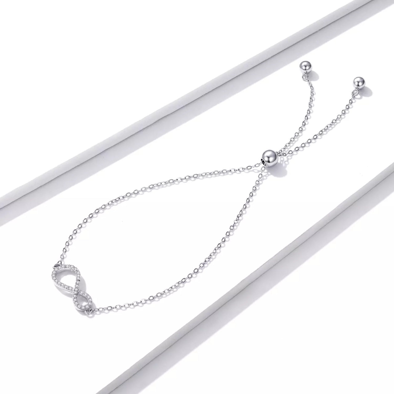 Bratara din argint Infinity Clear Crystals, Argint 925, Pentru Femei 1.47g