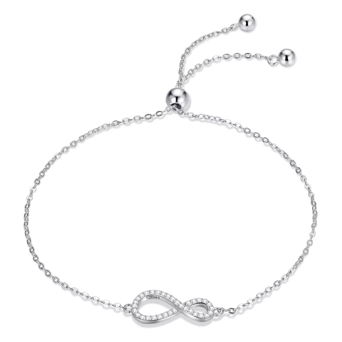 Bratara din argint Infinity Clear Crystals, Argint 925, Pentru Femei 1.47g