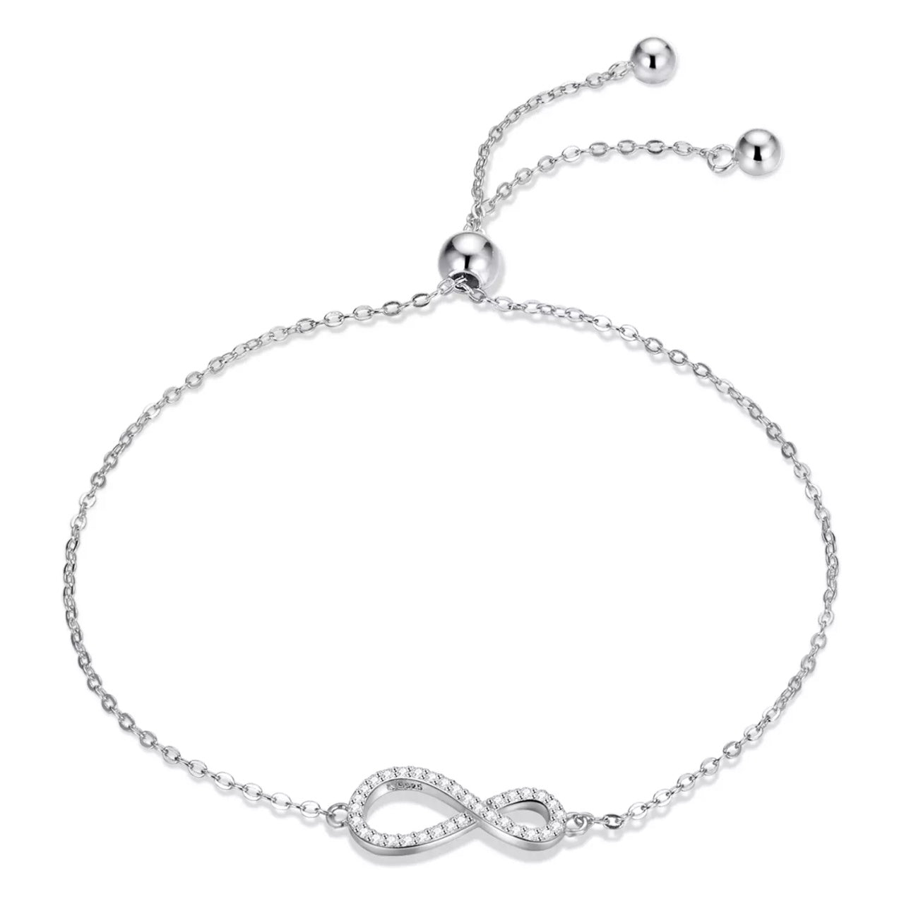 Bratara din argint Infinity Clear Crystals, Argint 925, Pentru Femei 1.47g