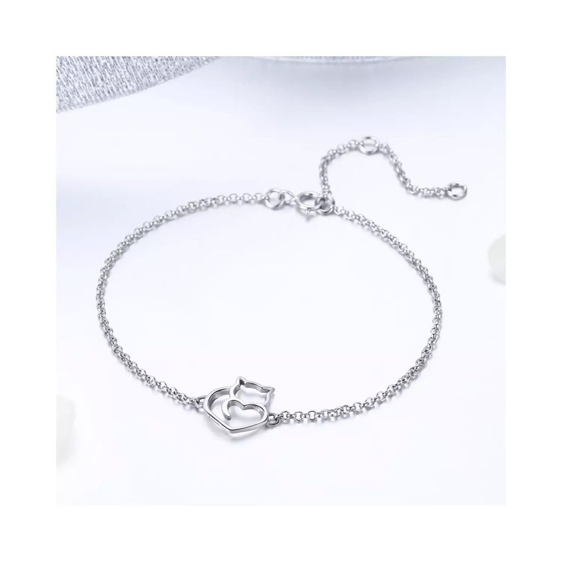 Bratara din argint Lovely Cat, Argint 925, Pentru Femei 1.55g
