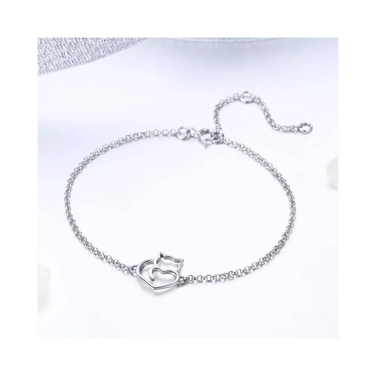Bratara din argint Lovely Cat, Argint 925, Pentru Femei 1.55g