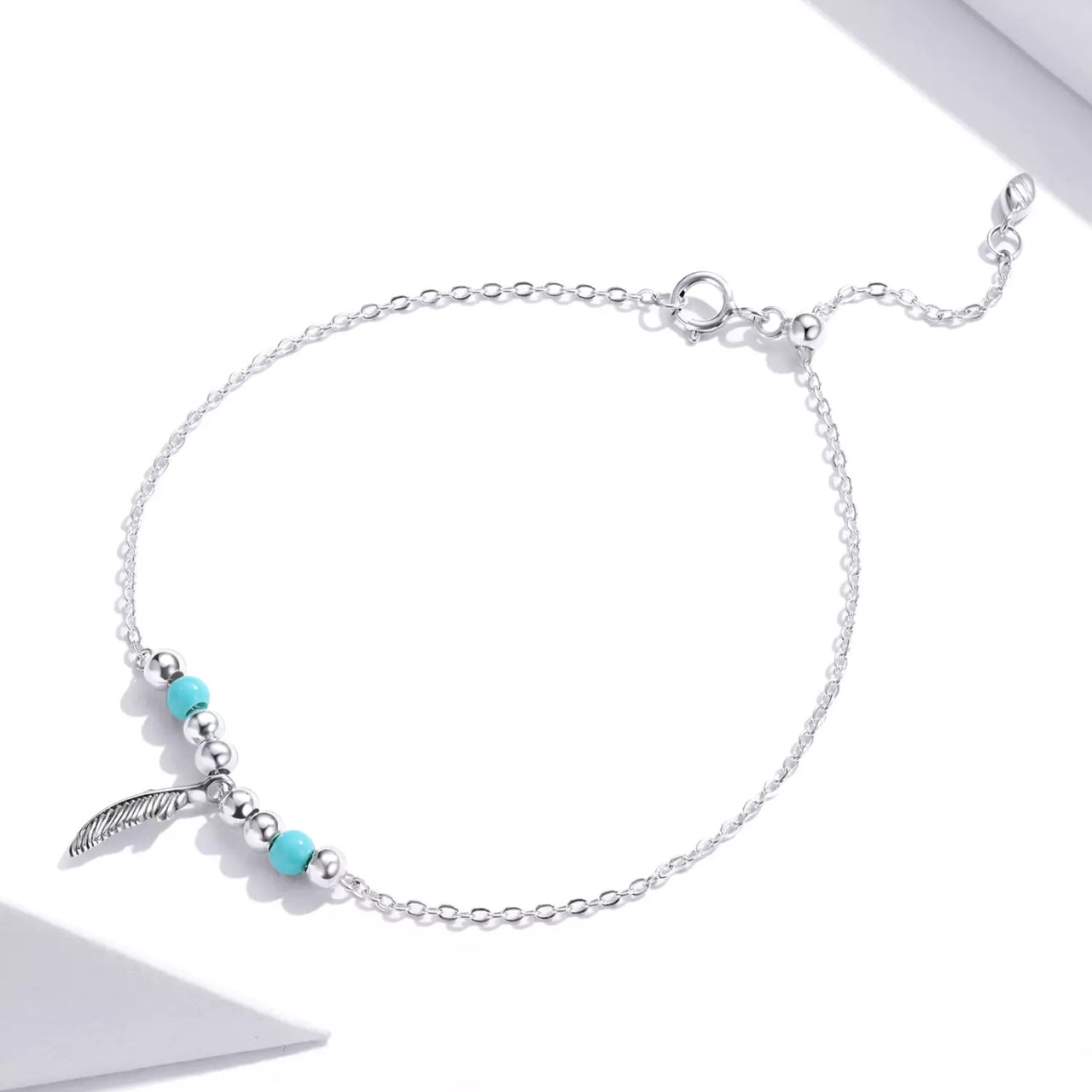 Bratara din argint Lucky Blue Feather, Argint 925, Pentru Femei