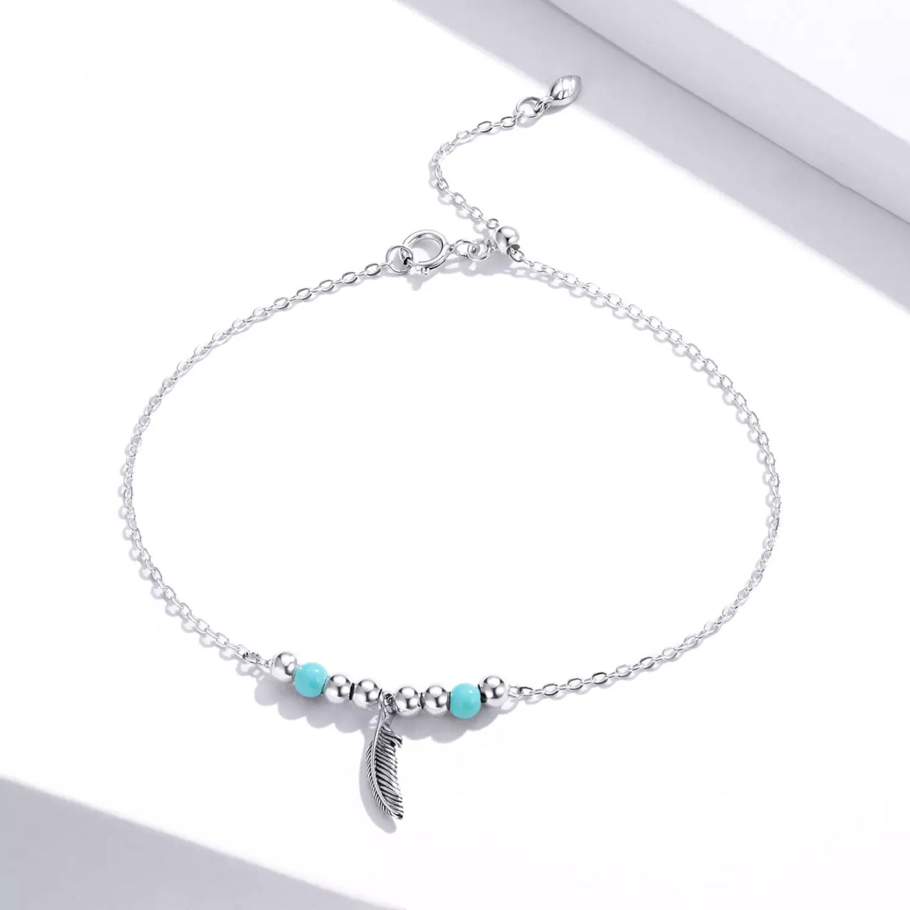 Bratara din argint Lucky Blue Feather, Argint 925, Pentru Femei