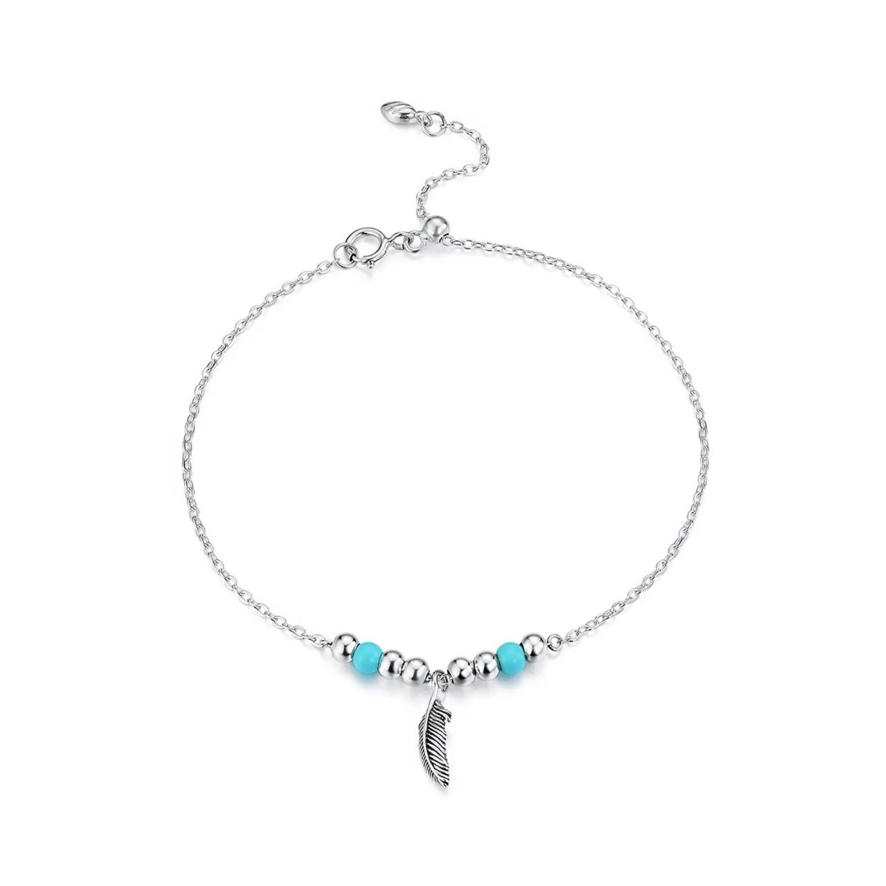 Bratara din argint Lucky Blue Feather, Argint 925, Pentru Femei