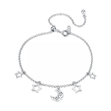 Bratara din argint Moon and Stars Chain, Argint 925, Pentru Femei
