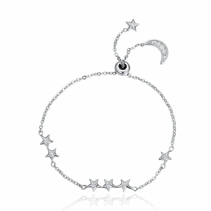 Bratara din argint Moon and Stars Whisper, Argint 925, Pentru Femei 2.83g