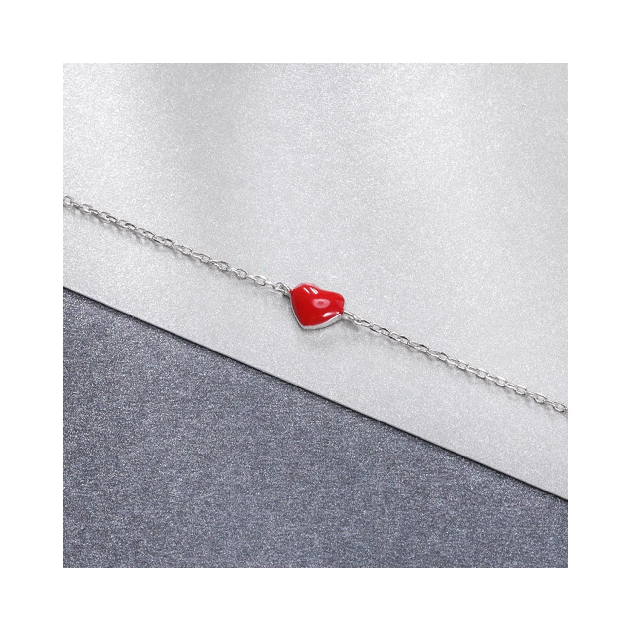 Bratara din argint Red Heart, Argint 925, Pentru Femei 1g