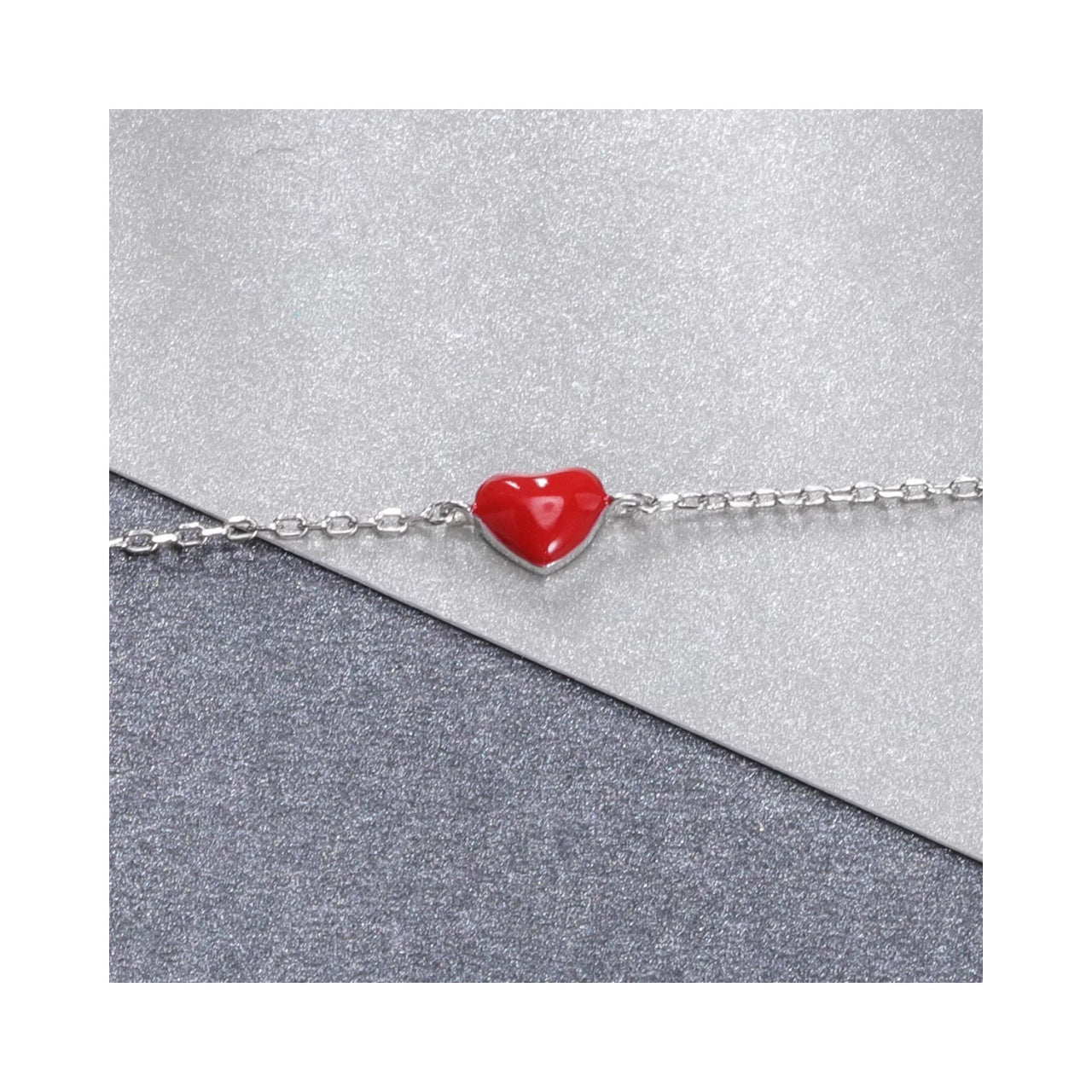 Bratara din argint Red Heart, Argint 925, Pentru Femei 1g