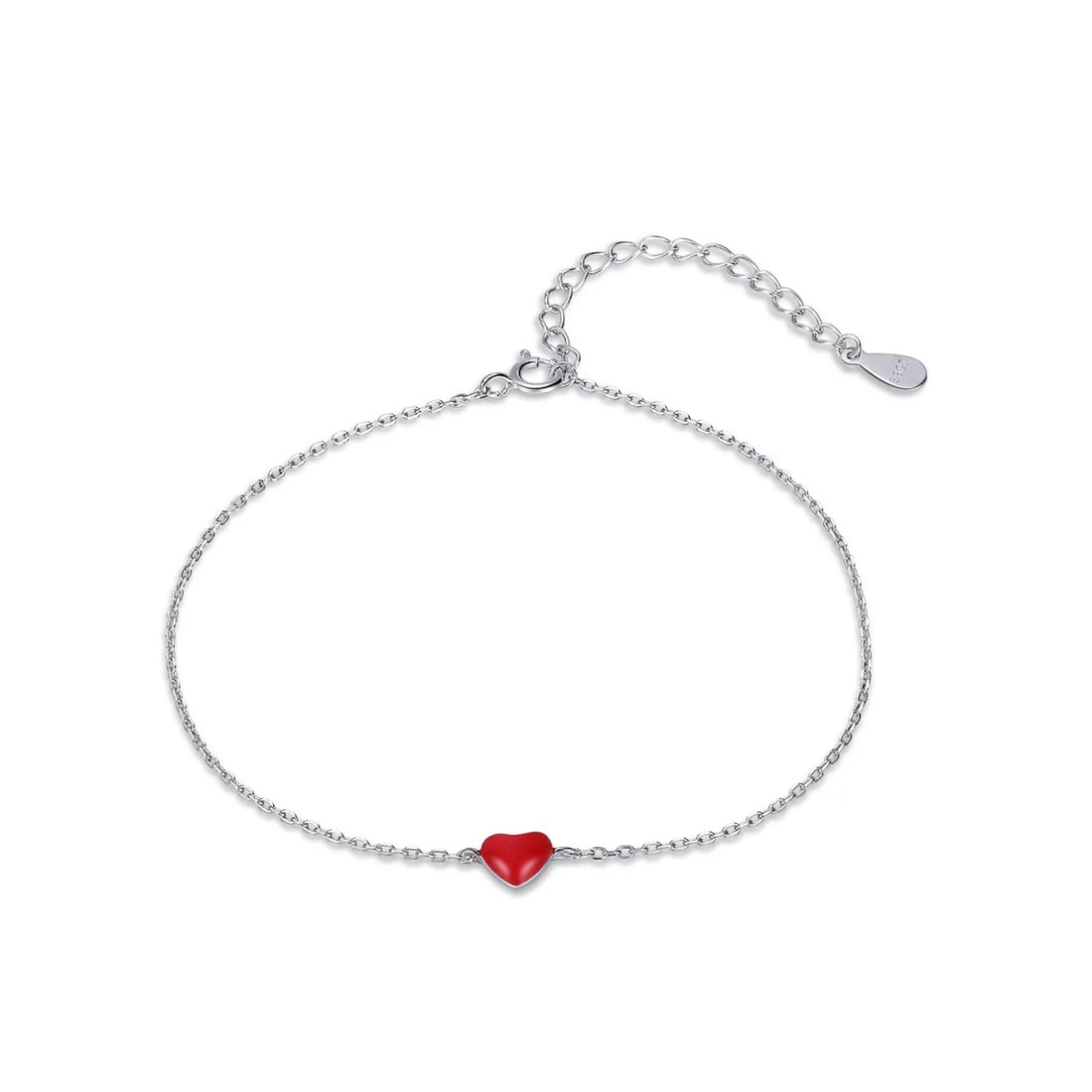 Bratara din argint Red Heart, Argint 925, Pentru Femei 1g