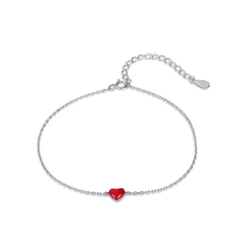Bratara din argint Red Heart, Argint 925, Pentru Femei 1g