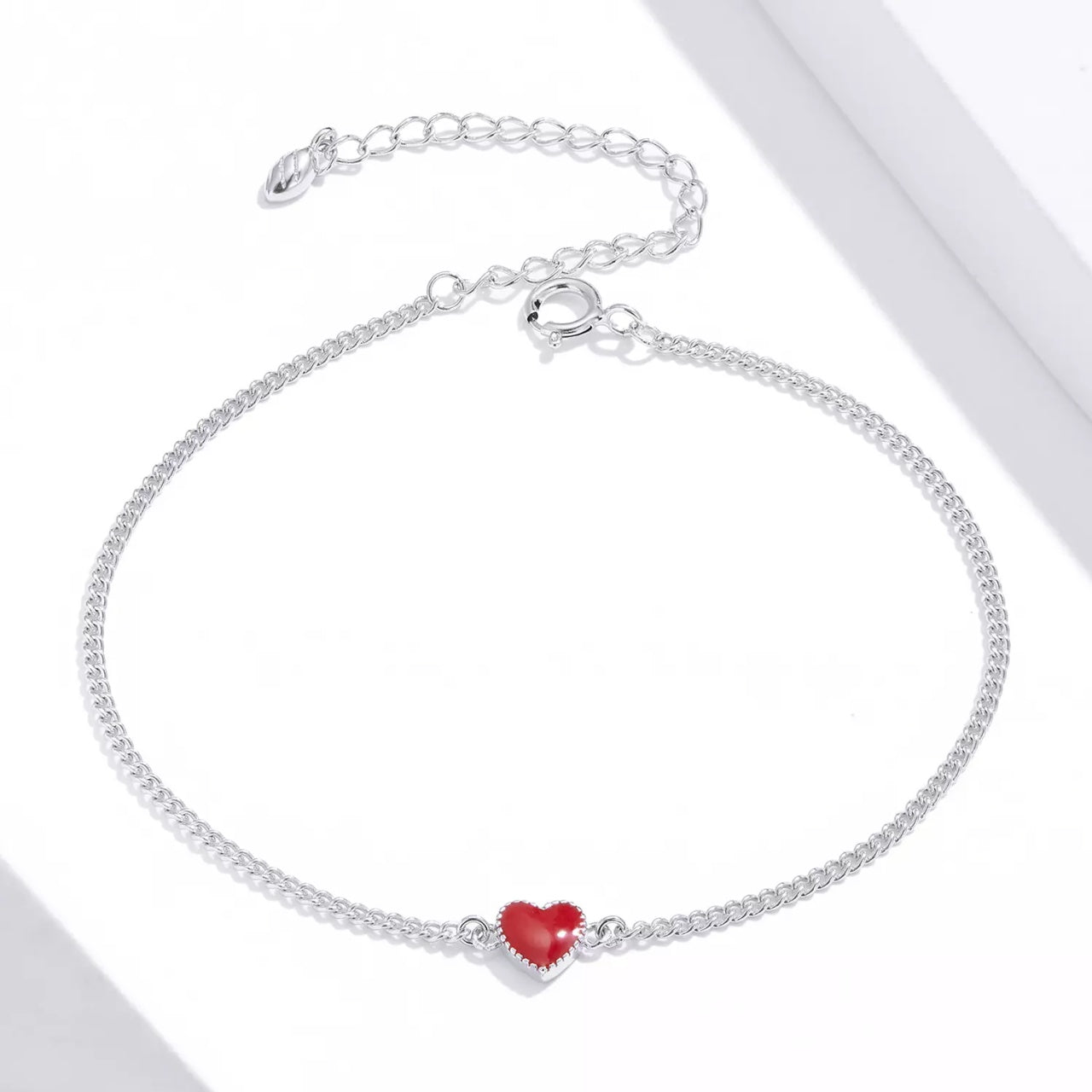 Bratara din argint Red Little Heart, Argint 925, Pentru Femei 1.47g