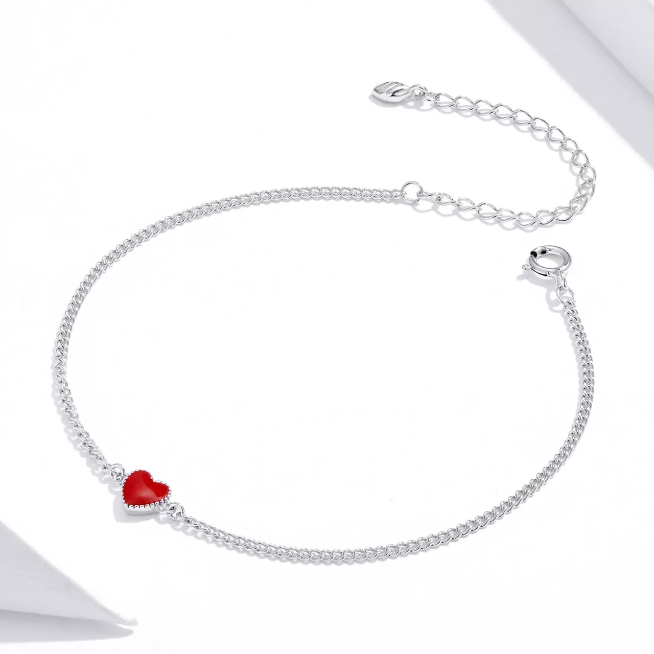 Bratara din argint Red Little Heart, Argint 925, Pentru Femei 1.47g