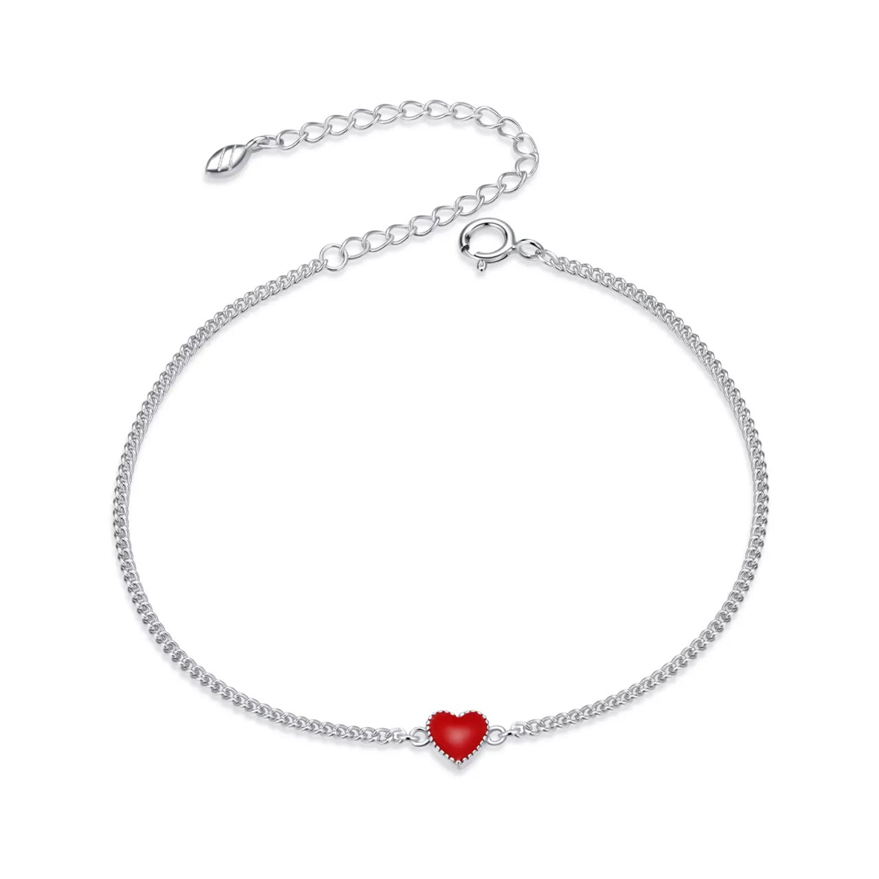 Bratara din argint Red Little Heart, Argint 925, Pentru Femei 1.47g