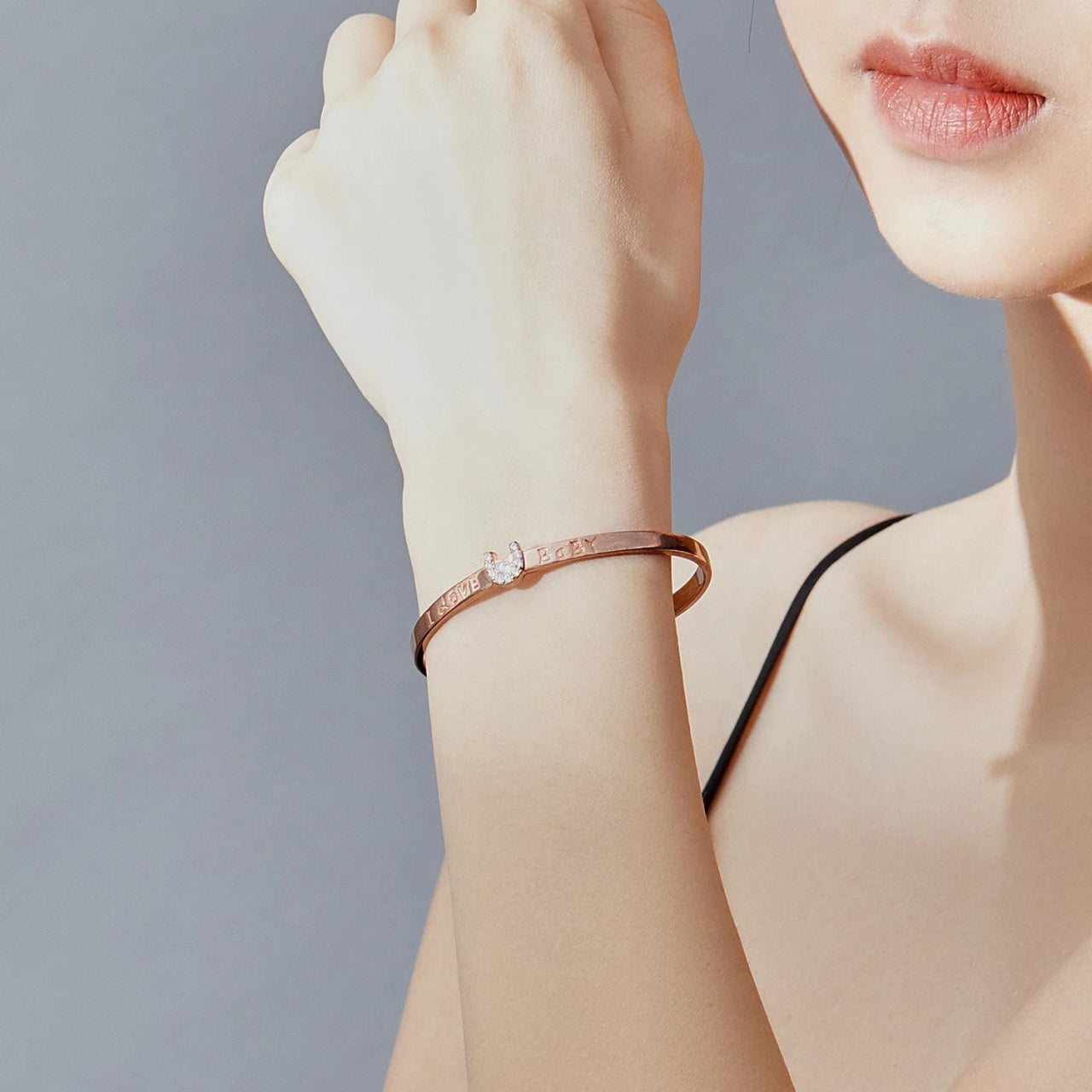 Bratara din argint Rose Gold I love you Baby, Argint 925, Pentru Femei