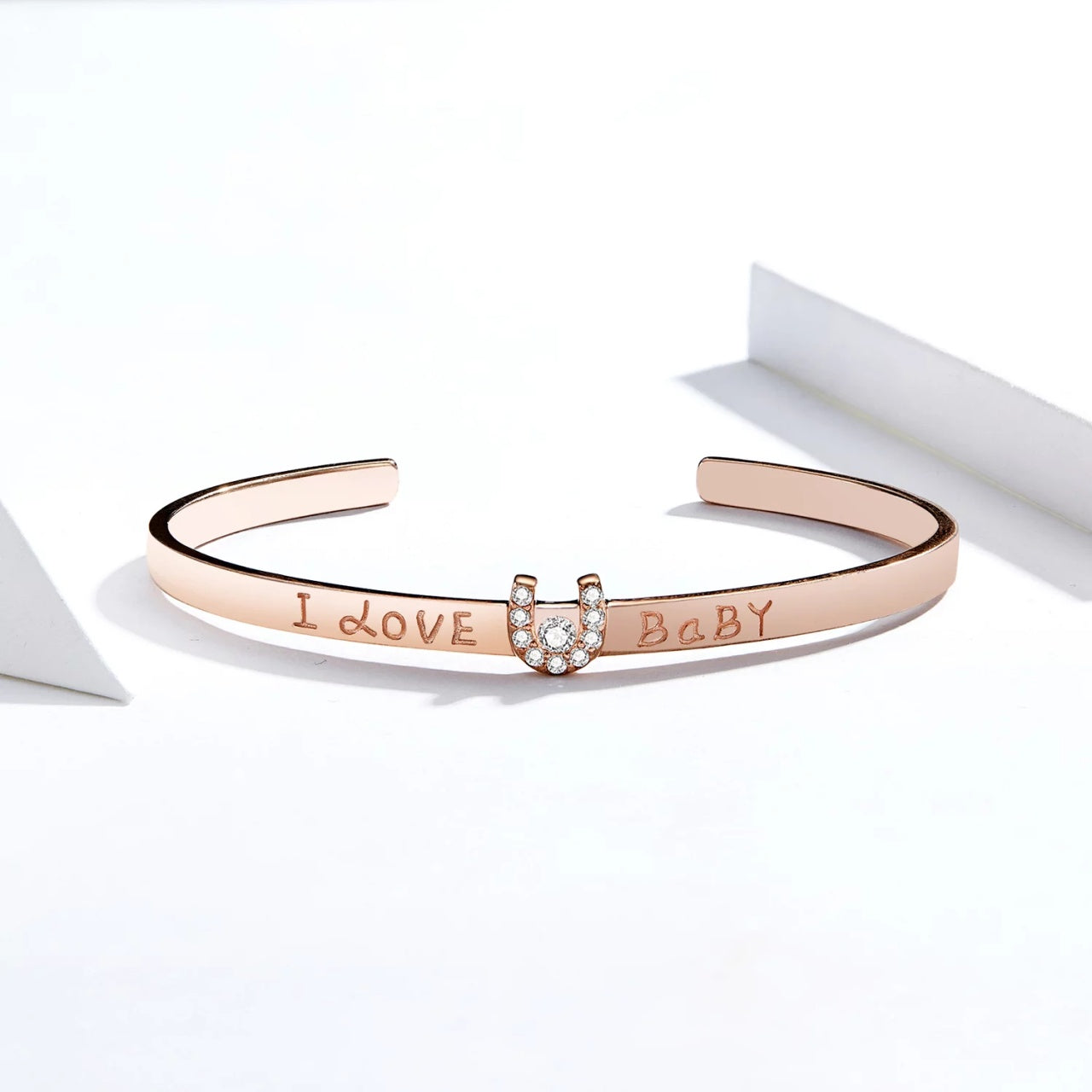 Bratara din argint Rose Gold I love you Baby, Argint 925, Pentru Femei