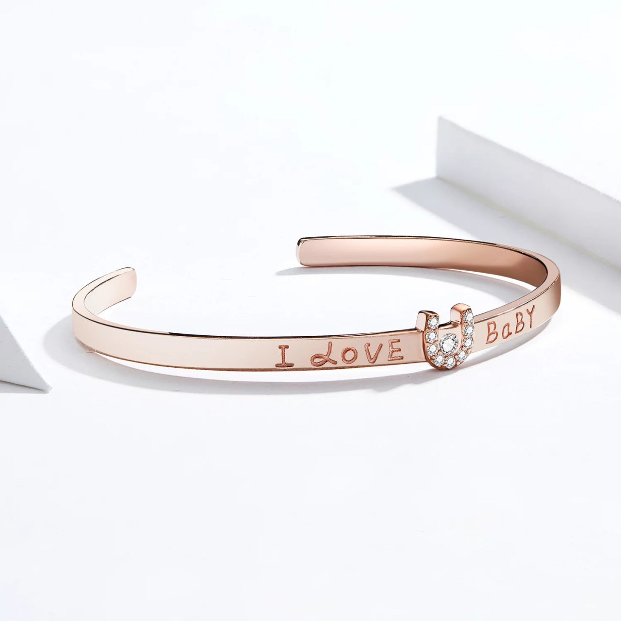 Bratara din argint Rose Gold I love you Baby, Argint 925, Pentru Femei
