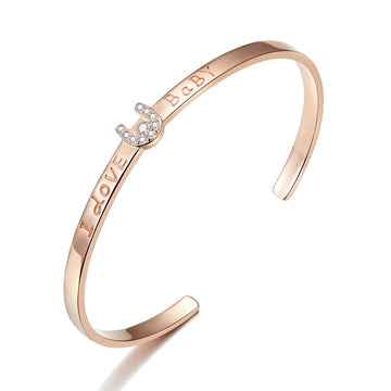 Bratara din argint Rose Gold I love you Baby, Argint 925, Pentru Femei