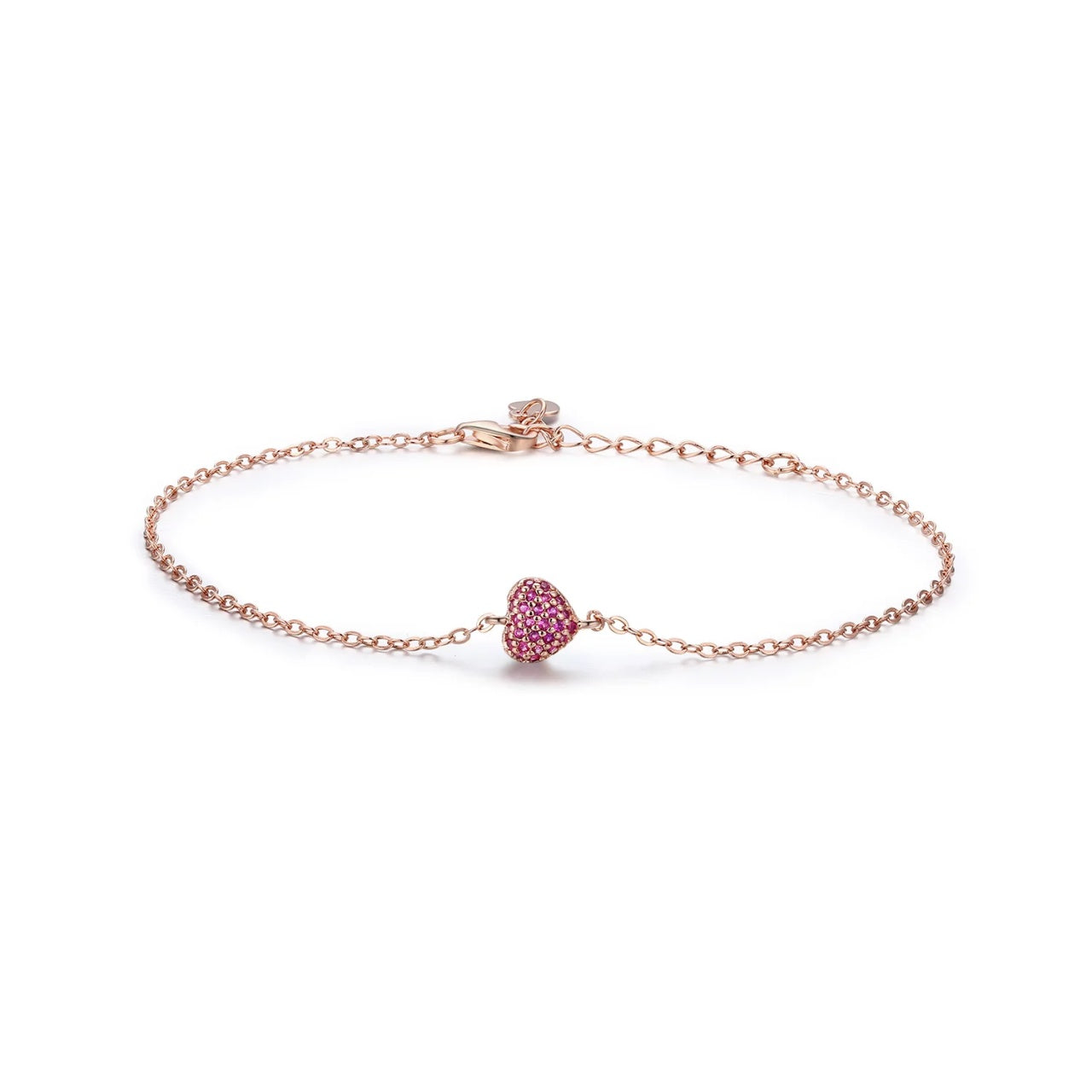 Bratara din argint Rose Gold Pink Heart, Argint 925, Pentru Femei