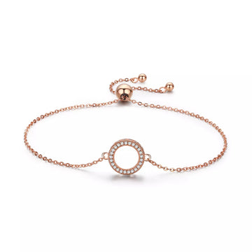 Bratara din argint Rose Gold Shiny Circle, Argint 925, Pentru Femei