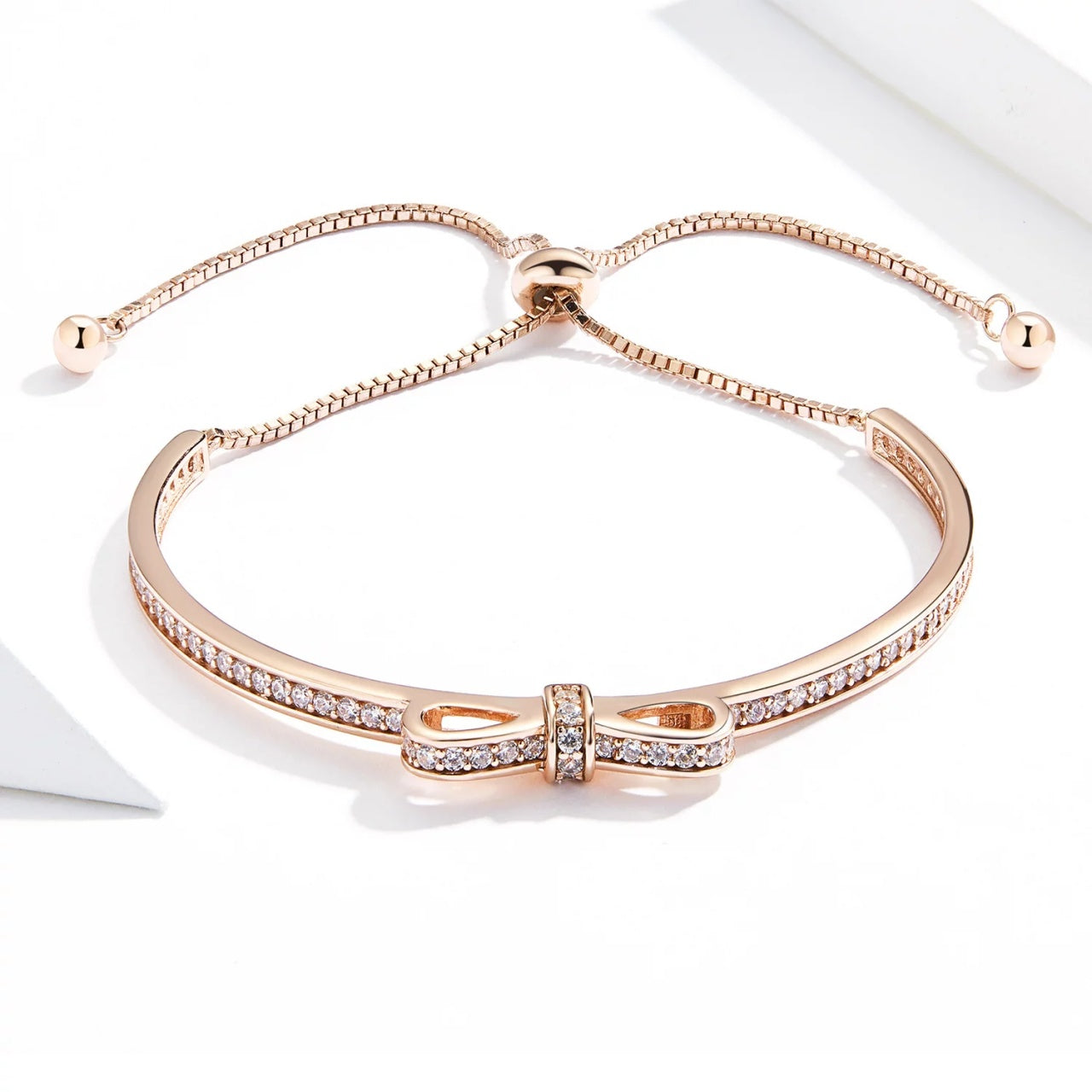 Bratara din argint Rose Studded Bow, Argint 925, Pentru Femei