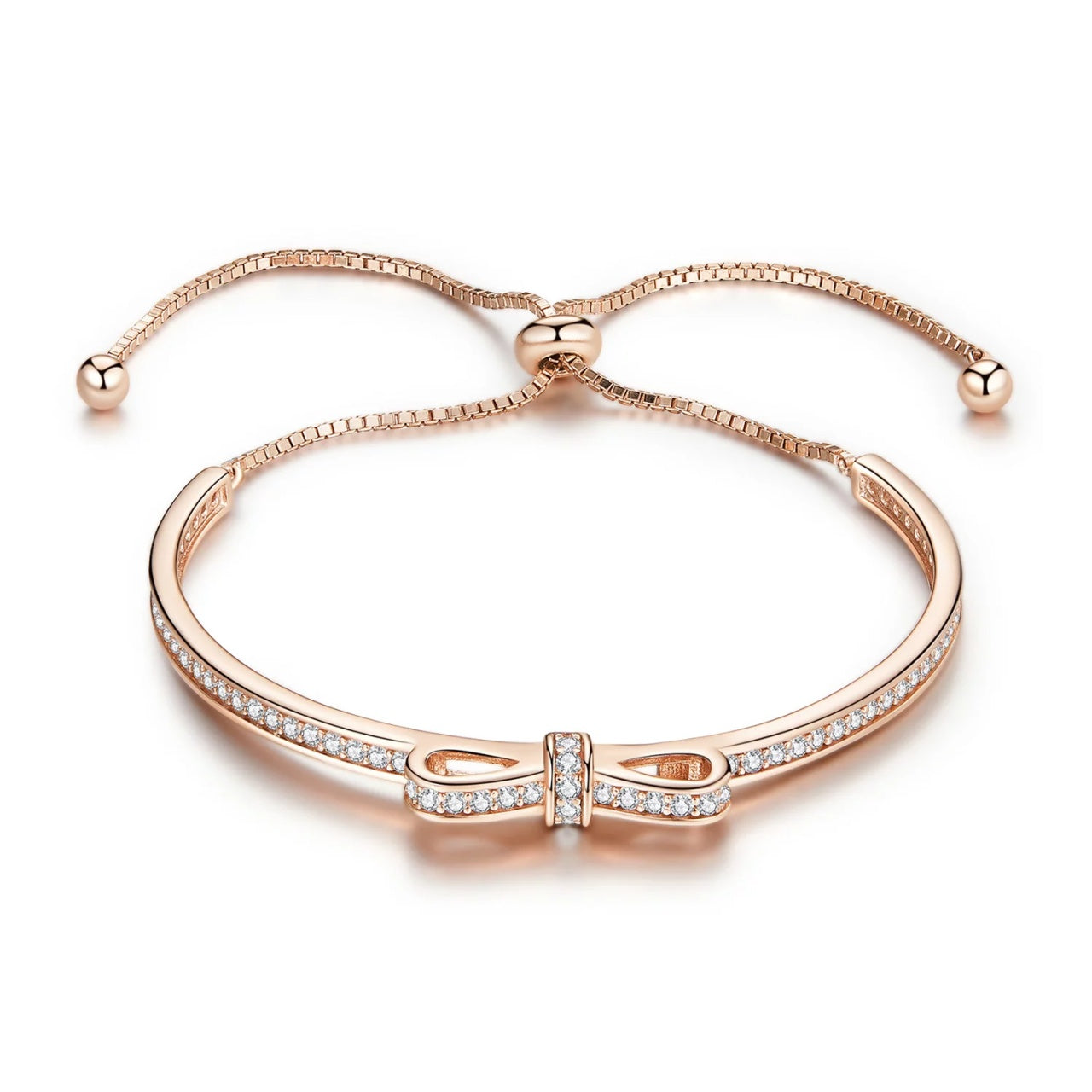 Bratara din argint Rose Studded Bow, Argint 925, Pentru Femei