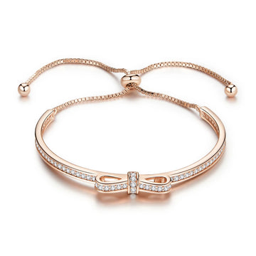 Bratara din argint Rose Studded Bow, Argint 925, Pentru Femei