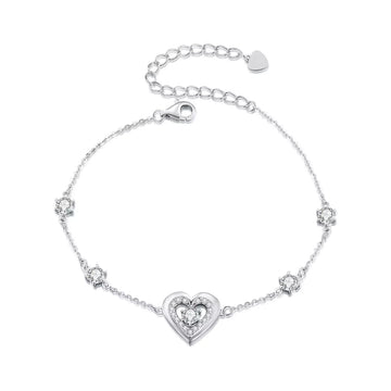 Bratara din argint Shiny Double Heart, Argint 925, Pentru Femei
